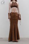 OUDE WAAG Washing Denim Fish Tail Skirt OW-23SS-SK04 reddish brown